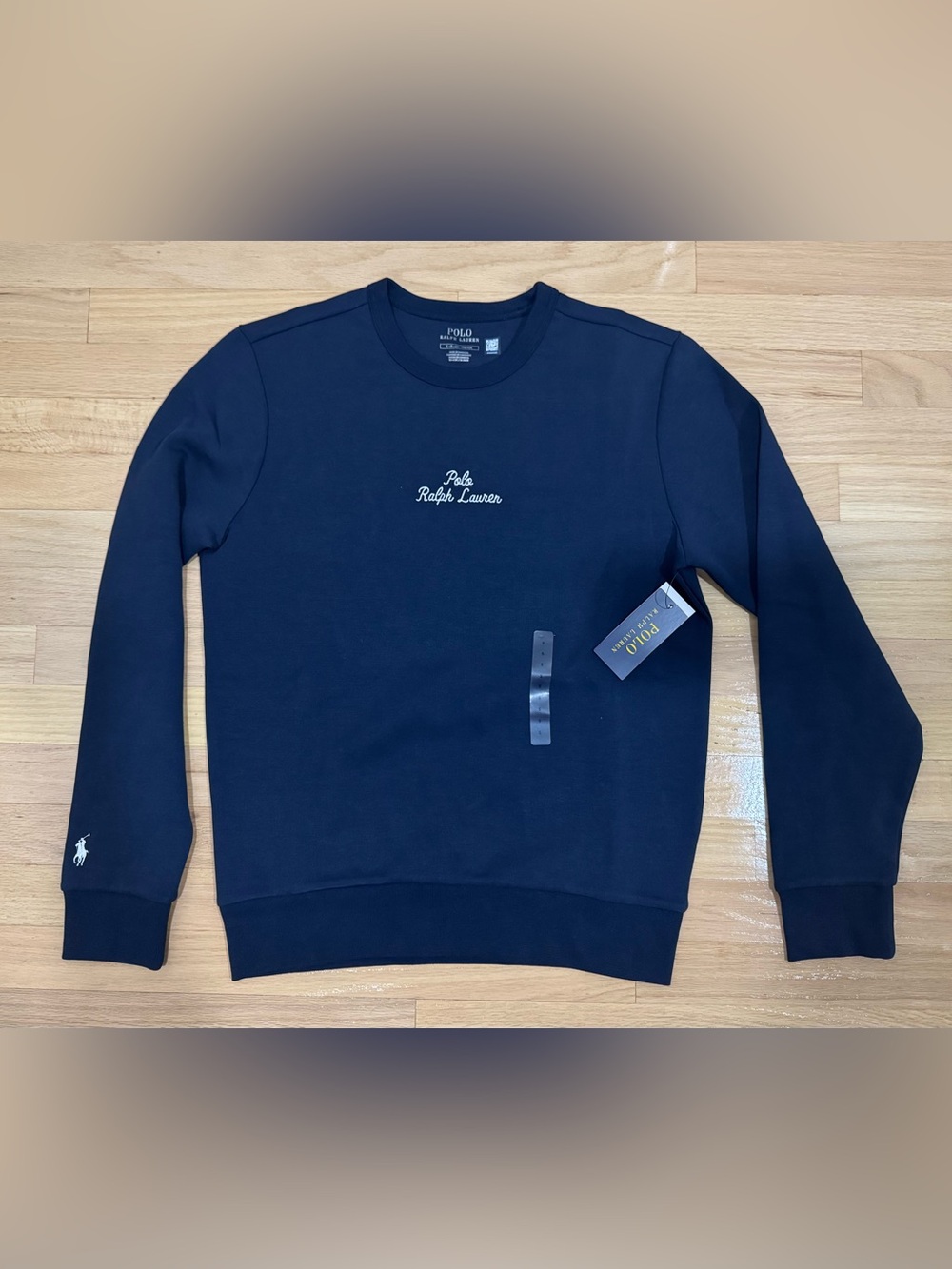 Polo Ralph Lauren Men’s Double Knit Tech Stitched Logo Pony Sweatshirt Blue S-M